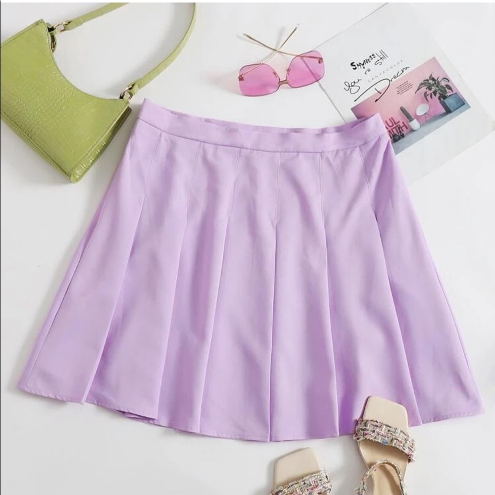 Plus Pleated Purple Skirt